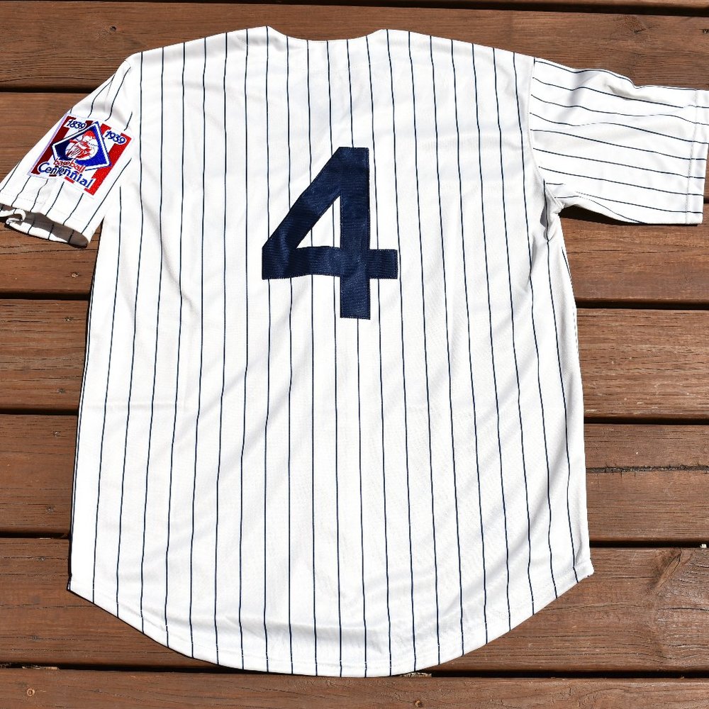 New Lou Gehrig New York Yankees Cream Pinstripe Baseball Jersey Adult Men's Size